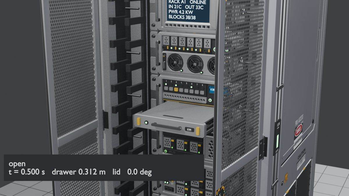 KVM drawer partway through sliding out of the server