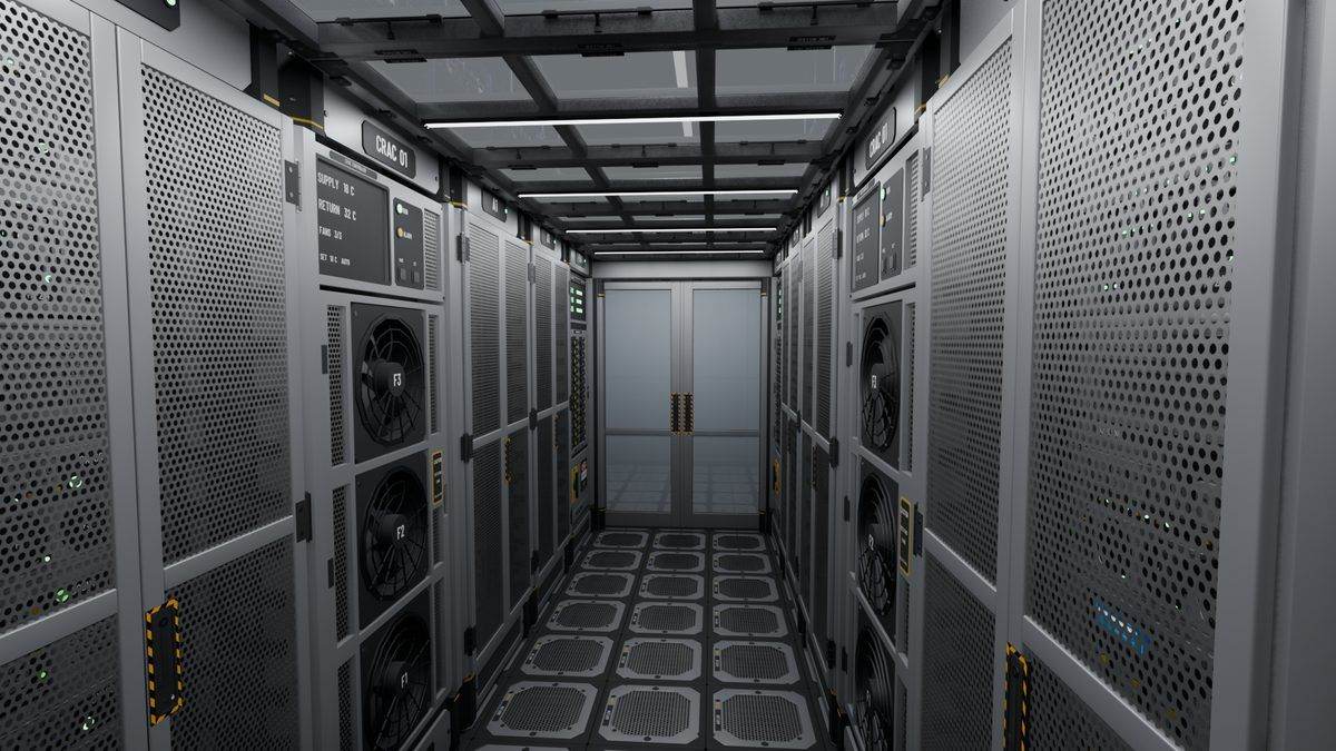 Enclosed aisle with clear stencils and tidy joints between floor, roof and doors