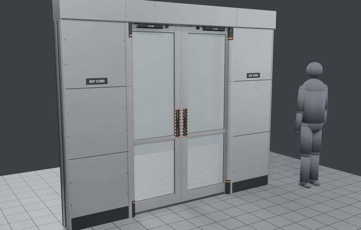 Glass sliding aisle doors sliding into side pockets