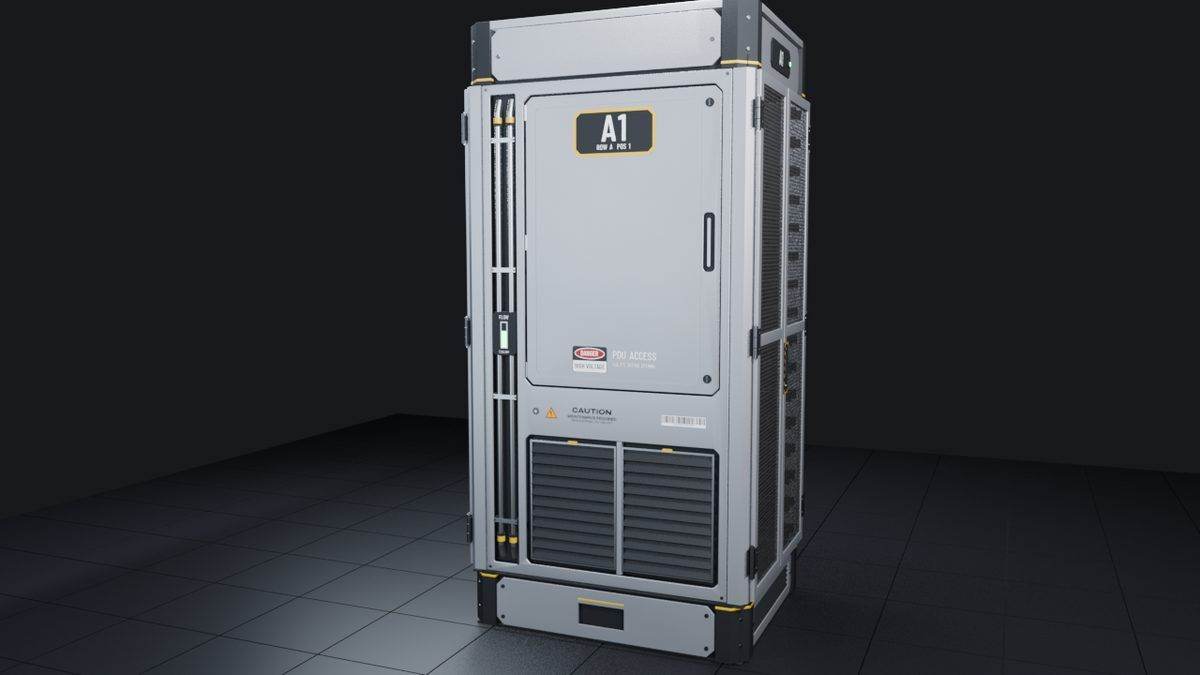 Close view of rack side and door decals after the flicker fix