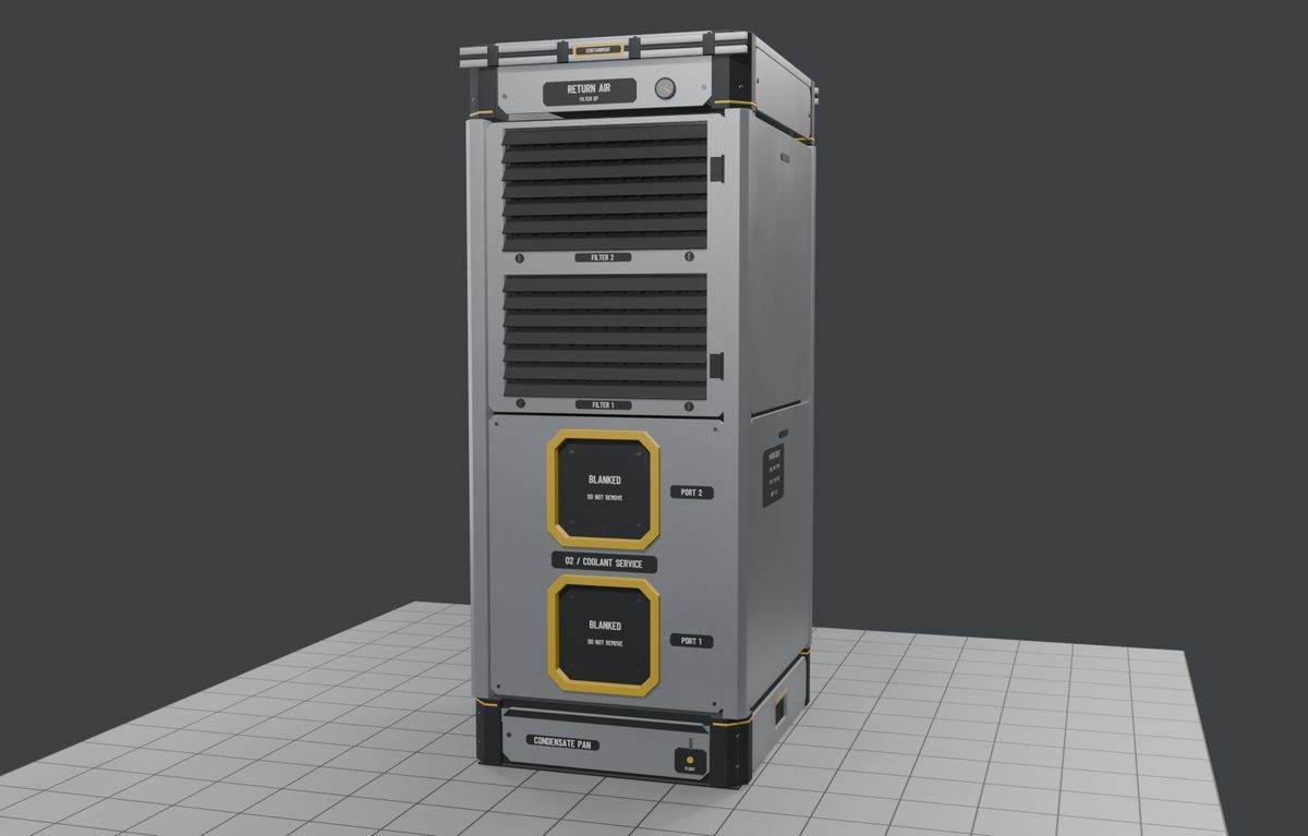 Cooling unit with two capped service ports and a rear filter bank