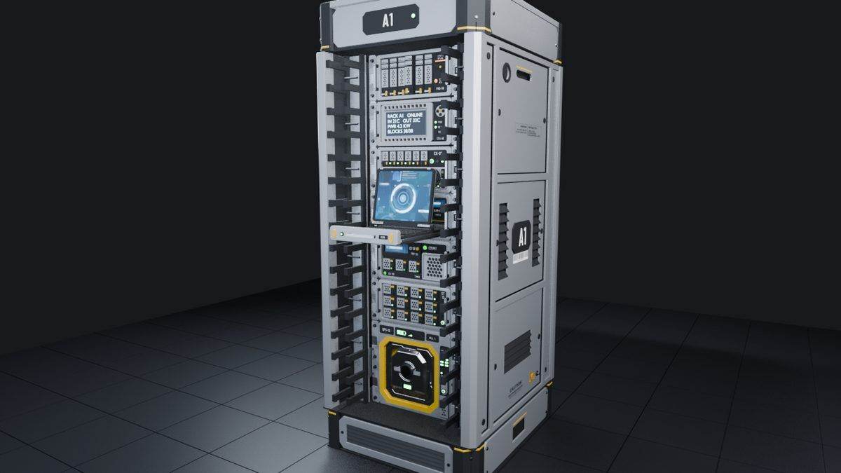 Racks with feet, stickers and a fan tray added