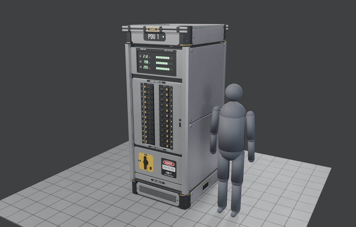 Power cabinet with two breaker columns and a Feed A/B plate